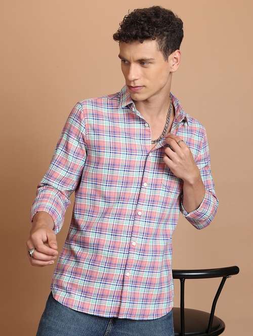 men collared checks casual shirt - 21486729 - Very Small Image - 1