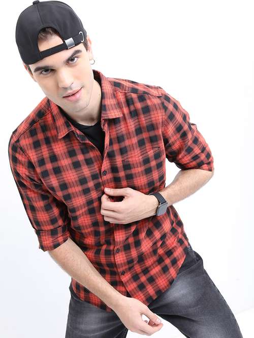 men long sleeved checkered casual shirt - 21486951 - Very Small Image - 1