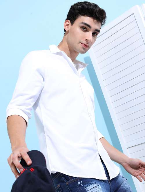 men solid collared casual wear shirt - 21487088 - Very Small Image - 1