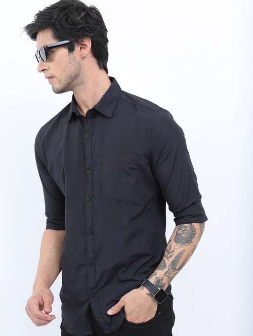 men solid collared casual wear shirt - 21487089 - Very Small Image - 1