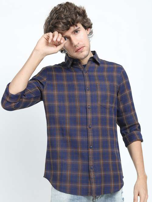 men long sleeved checkered casual shirt - 21487400 - Very Small Image - 1