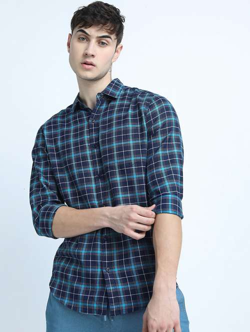 men navy blue regular fit collared shirt - 21487527 - Very Small Image - 1