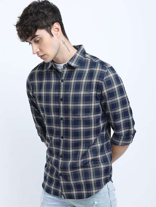 men collared checks casual shirt - 21487549 - Very Small Image - 1