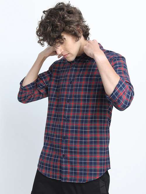 men collared checks casual shirt - 21487553 - Very Small Image - 1