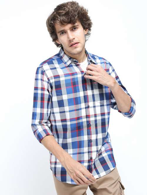 men collared checks casual shirt - 21487596 - Very Small Image - 1