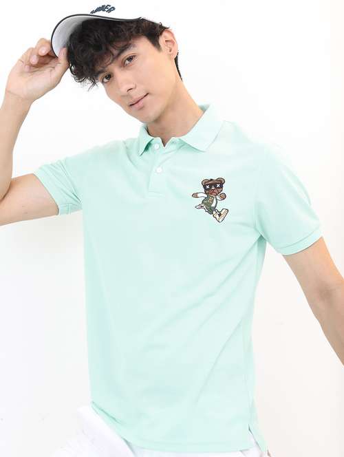 men polo neck placement printed t-shirt - 21488018 - Very Small Image - 1