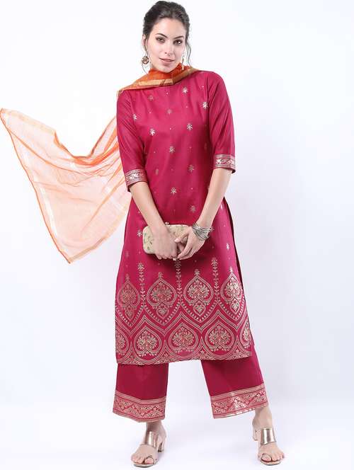 women pink kurta pant set with dupatta - 21488327 - Very Small Image - 1