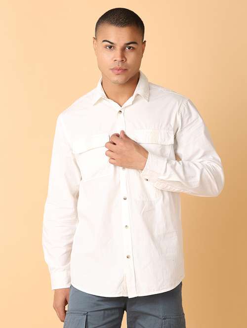 men solid collared long sleeves casual shirt - 21491023 - Very Small Image - 1