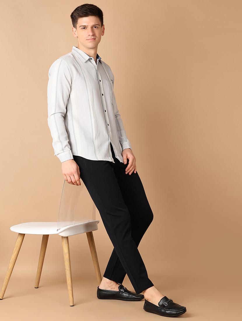 men mid-rise solid chinos casual trouser - 21492716 - Standard Image - 4