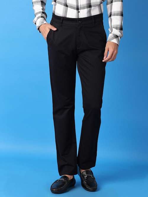men solids flat front chinos trousers - 21493143 - Very Small Image - 1