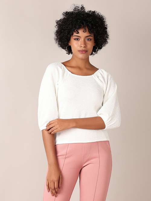 women solid round neck regular top - 21493523 - Very Small Image - 1