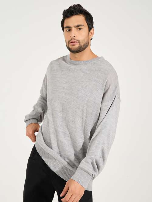 men grey solid pullover - 21494307 - Very Small Image - 1