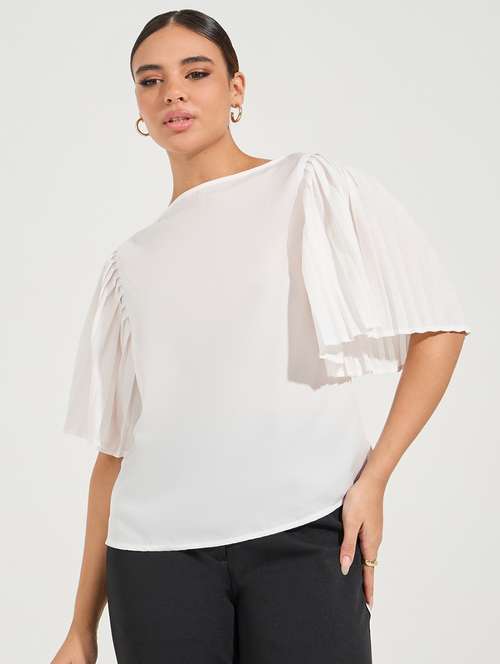 women white polyester bregular top - 21494409 - Very Small Image - 1