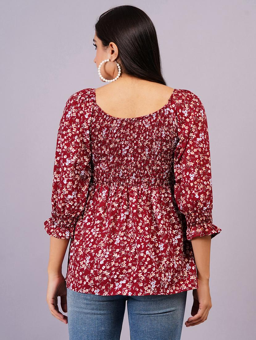 women maroon printed regular top - 21500028 - Zoom Image - 4