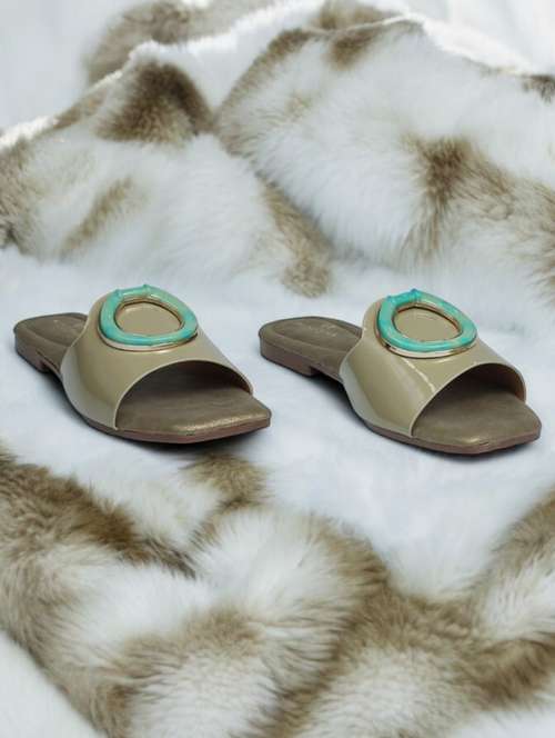 green synthetic slip on sandals - 21500404 - Very Small Image - 1
