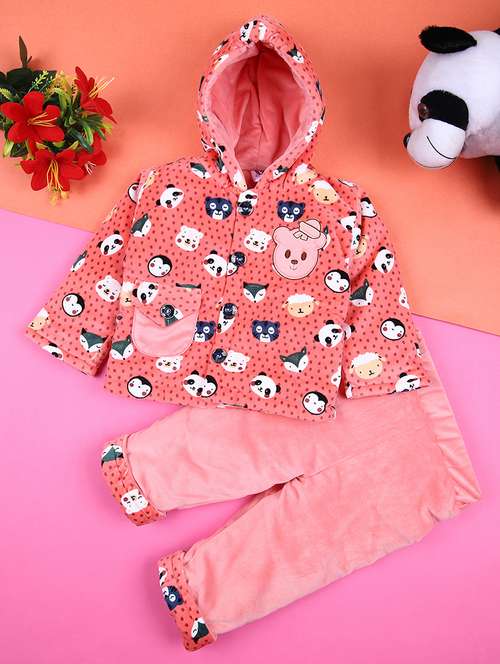 girls printed winterwear full length set - 21500906 - Very Small Image - 1