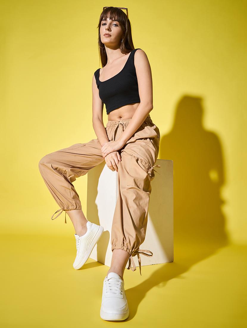women high rise solid cargo - 21501160 - Standard Image - 3