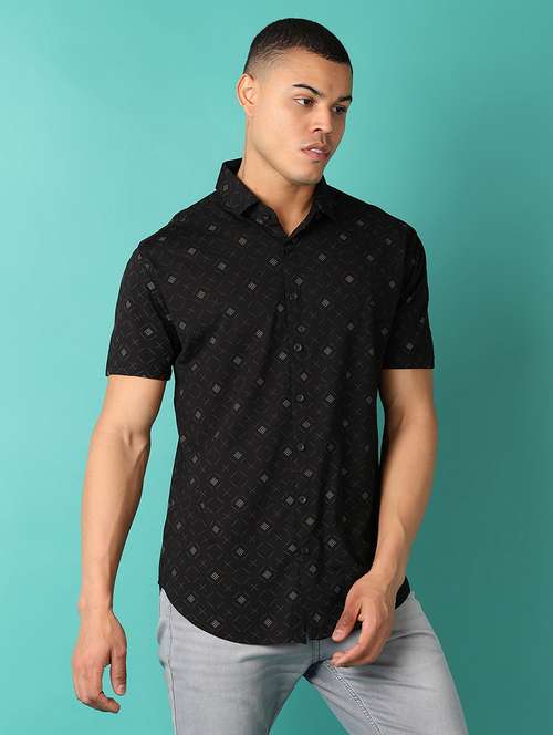 men polo neck geometric short sleeve t-shirt - 21501867 - Very Small Image - 1