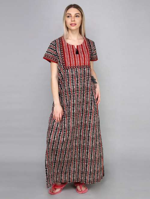 women white printed cotton nighty  - 21502249 - Very Small Image - 1