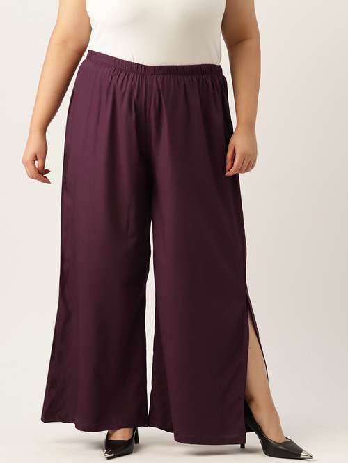 women high-rise solid wide leg trouser - 21502803 - Very Small Image - 1