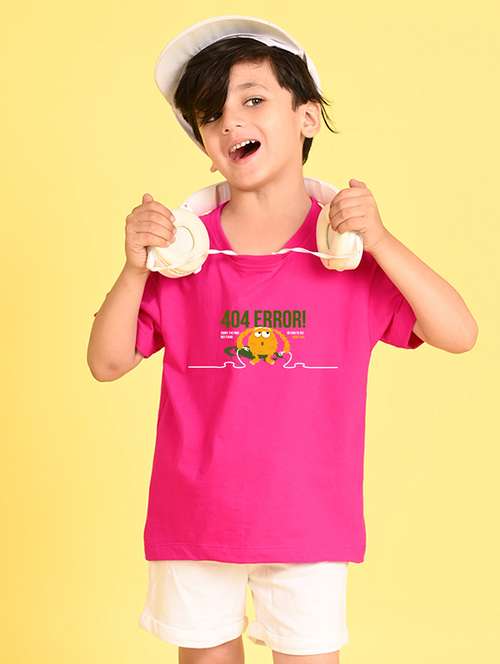 boys chest print round neck t-shirt - 21504253 - Very Small Image - 1