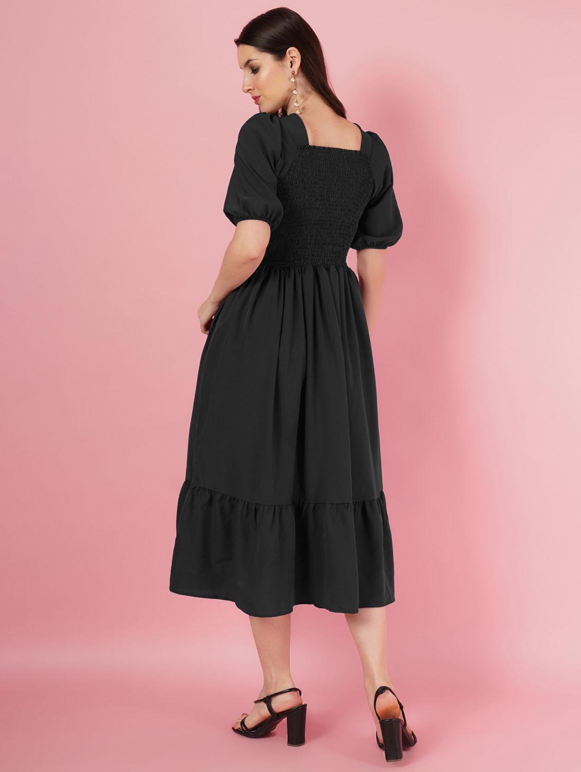 black solid tiered dress - 21508789 - Standard Image - 2