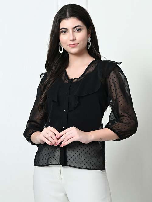 women black polyester regular top - 21509696 - Very Small Image - 1