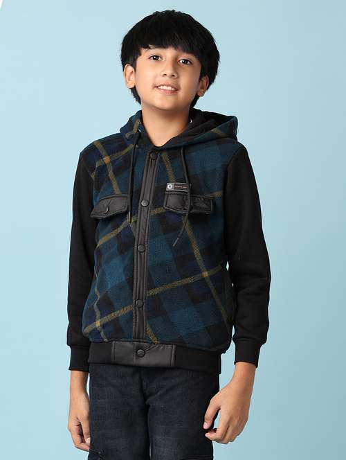 boys checkered long sleeve zipper sweatshirt - 21510009 - Very Small Image - 1