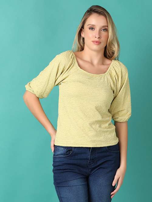 women yellow solid short sleeve top - 21510084 - Very Small Image - 1