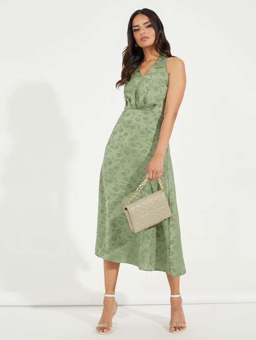 women self designed halter neck sleeveless a-line dress - 21510677 - Very Small Image - 1