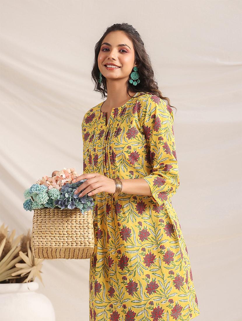 women yellow floral notch neck co-ord set - 21512861 - Standard Image - 3