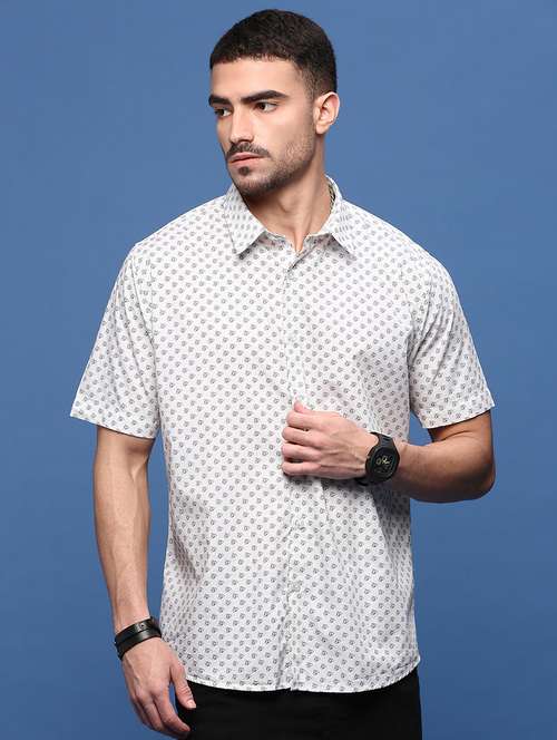 men white cotton blend casual shirt - 21514820 - Very Small Image - 1