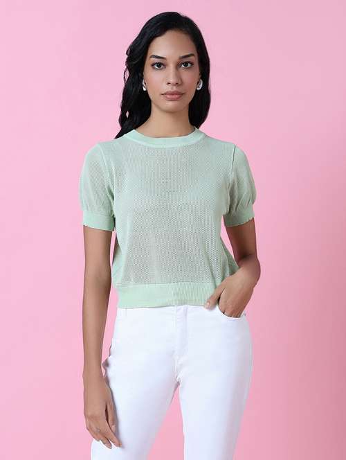 women green crochet regular top - 21515007 - Very Small Image - 1