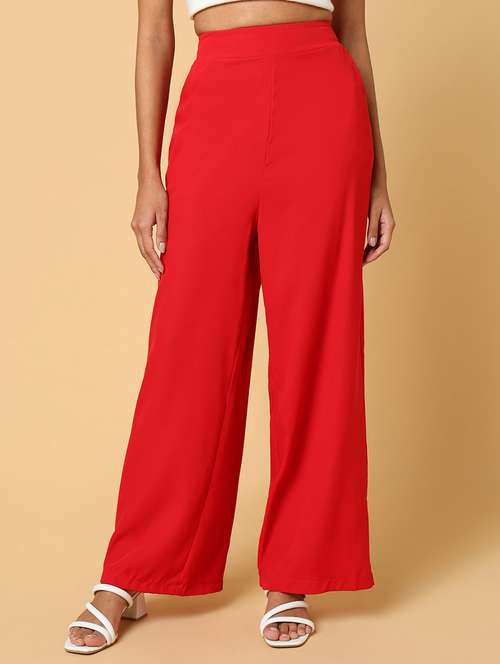 women red viscose wide leg trouser - 21515231 - Very Small Image - 1