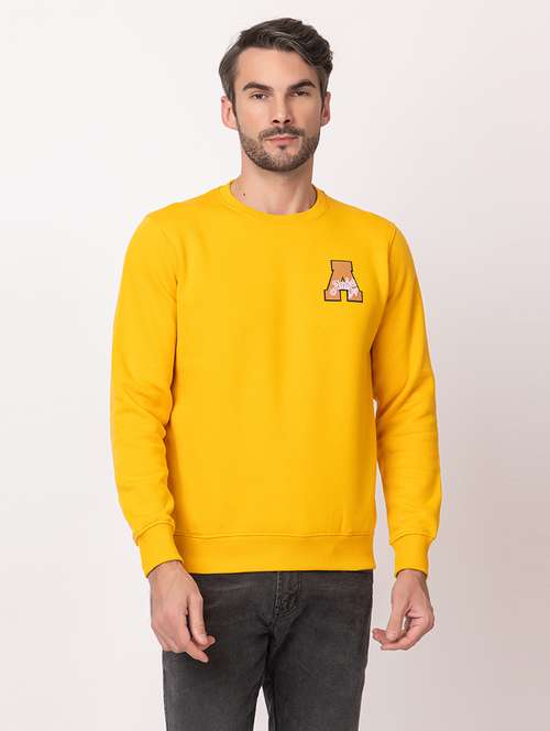 men yellow cotton back print sweatshirt - 21515338 - Very Small Image - 1
