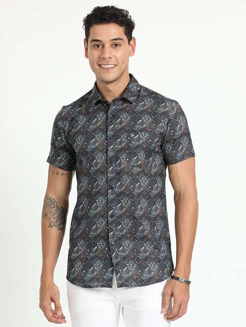 men printed short sleeve casual shirt - 21518458 - Very Small Image - 1