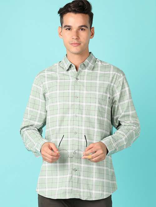 men checks long sleeve casual shirt - 21519234 - Very Small Image - 1