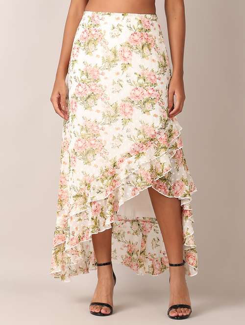 women floral print high rise ruffled skirt - 21519388 - Very Small Image - 1