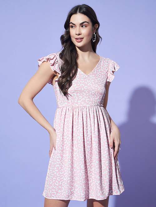 women printed cap sleeves fit & flare dress - 21522745 - Very Small Image - 1
