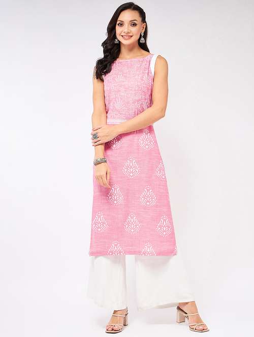 women pink printed straight kurta - 21523192 - Very Small Image - 1