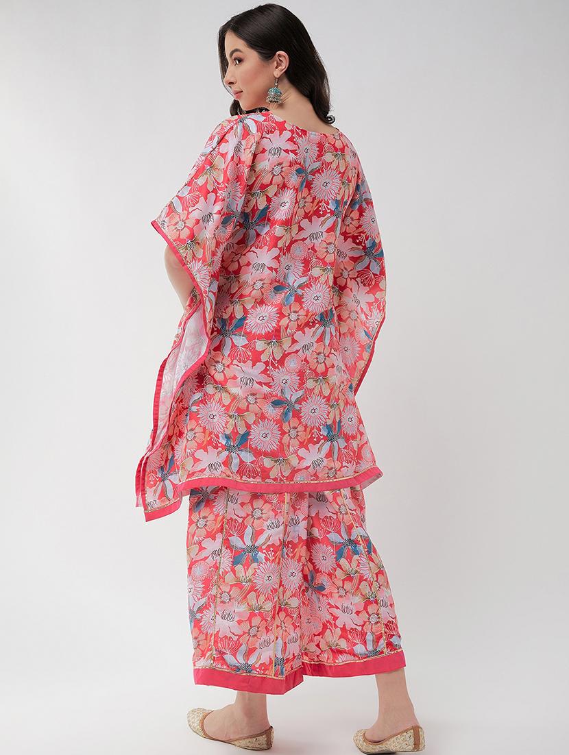 women red floral kaftan set - 21523208 - Zoom Image - 3
