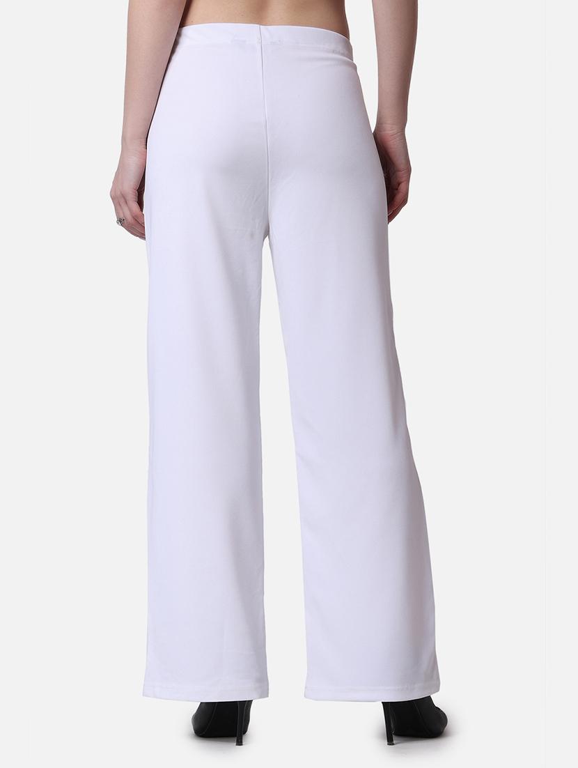 women solid relaxed fit wide leg trouser - 21523494 - Standard Image - 3