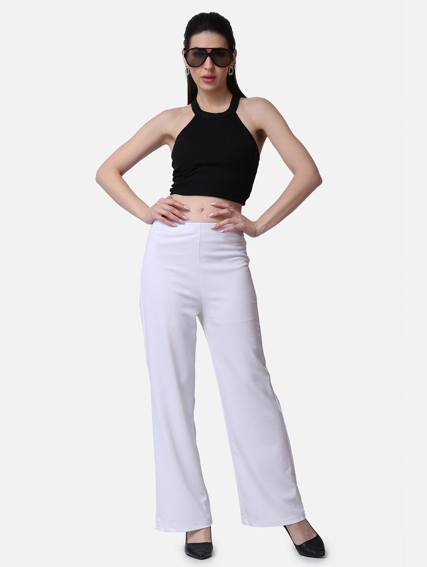 women solid relaxed fit wide leg trouser - 21523494 - Standard Image - 4