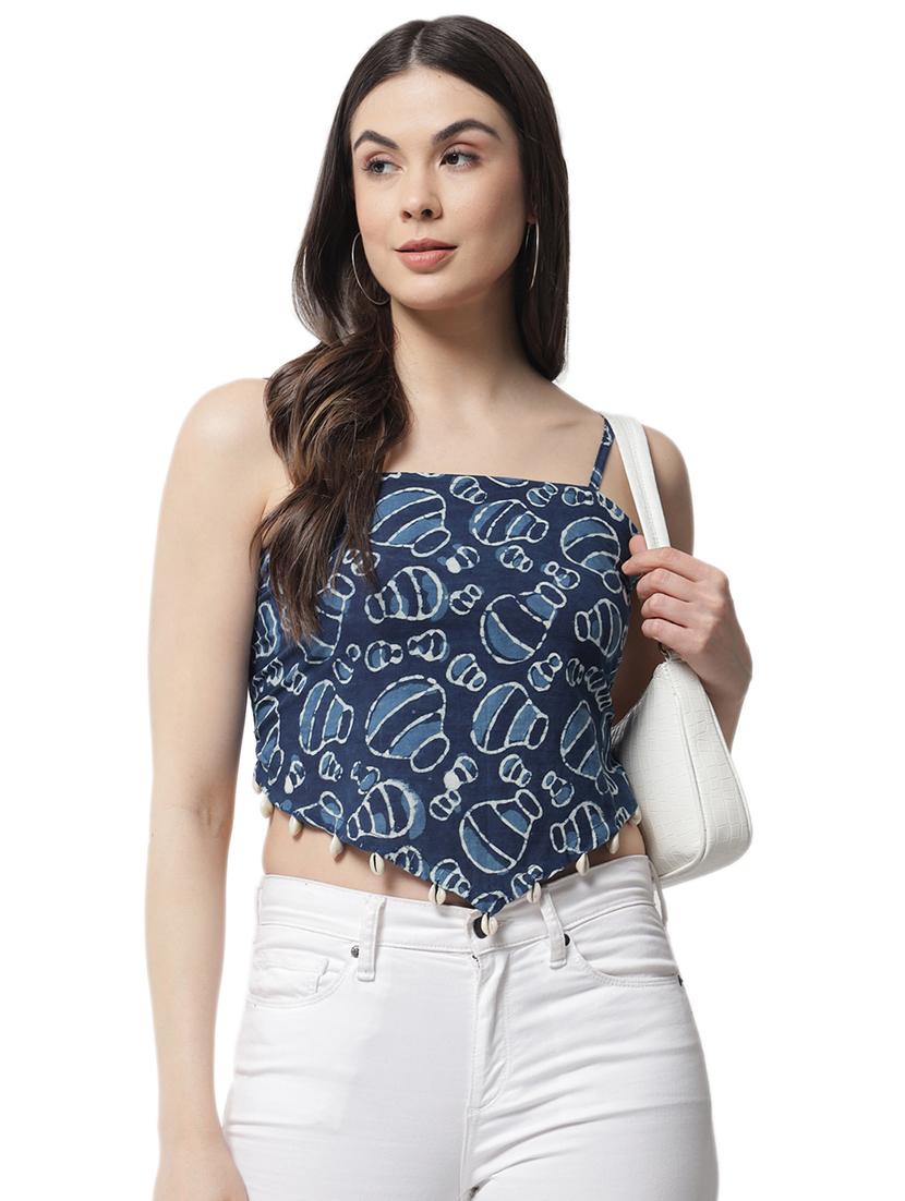 women printed sleeveless crop top - 21525069 - Zoom Image - 3