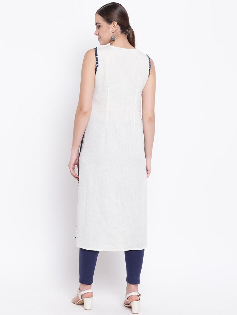 women round neck mirror work a-line kurta - 21525903 - Zoom Image - 3