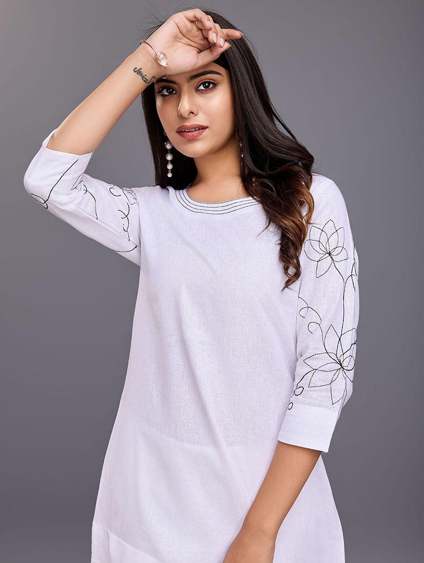 women white cotton blend top and trouser co-ord set - 21530151 - Zoom Image - 4