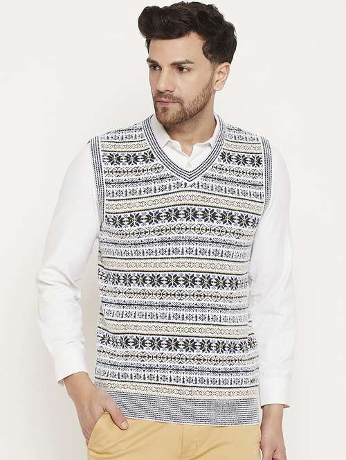 men self design sleeveless pullover sweater - 21530320 - Very Small Image - 1