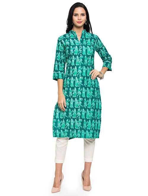 women printed three quarter sleeves straight kurta - 21530896 - Very Small Image - 1