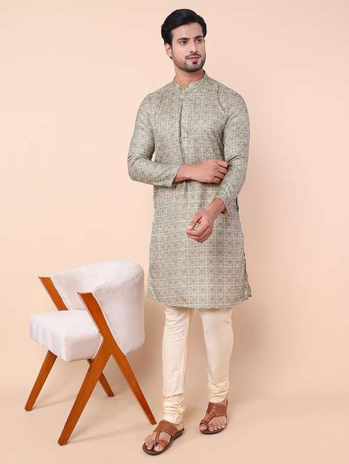 men printed kurta churidar ethnic wear set - 21533006 - Very Small Image - 1
