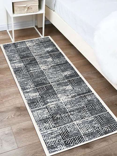 modefe 2x6 feet runner rug carpet off-white geometric printed primium persian carpets for bedroom - 21533072 - Very Small Image - 1